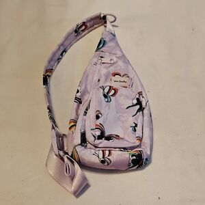 Vera Bradley Reactive Mini Sling Backpack In Lavender Butterflies
